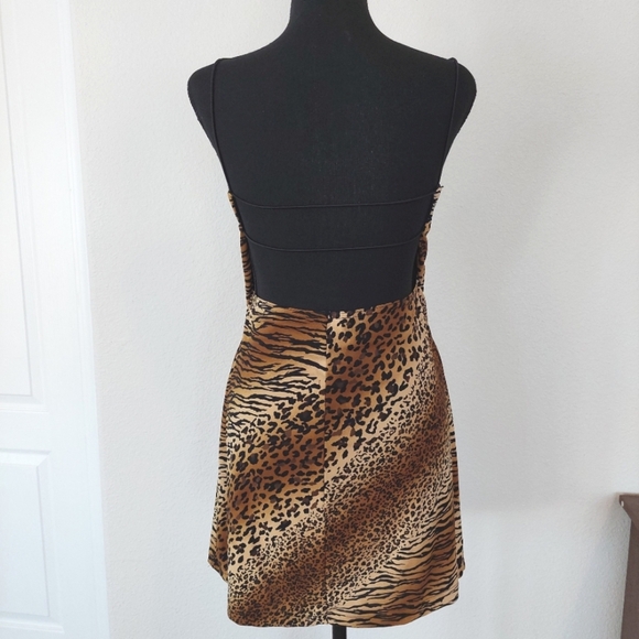 Vintage Byer Too Animal Print Side Slit y2k Mini Dress Size Large - Picture 12 of 12